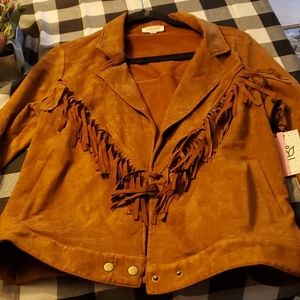 Andree by Unit faux leather jacket with tassels